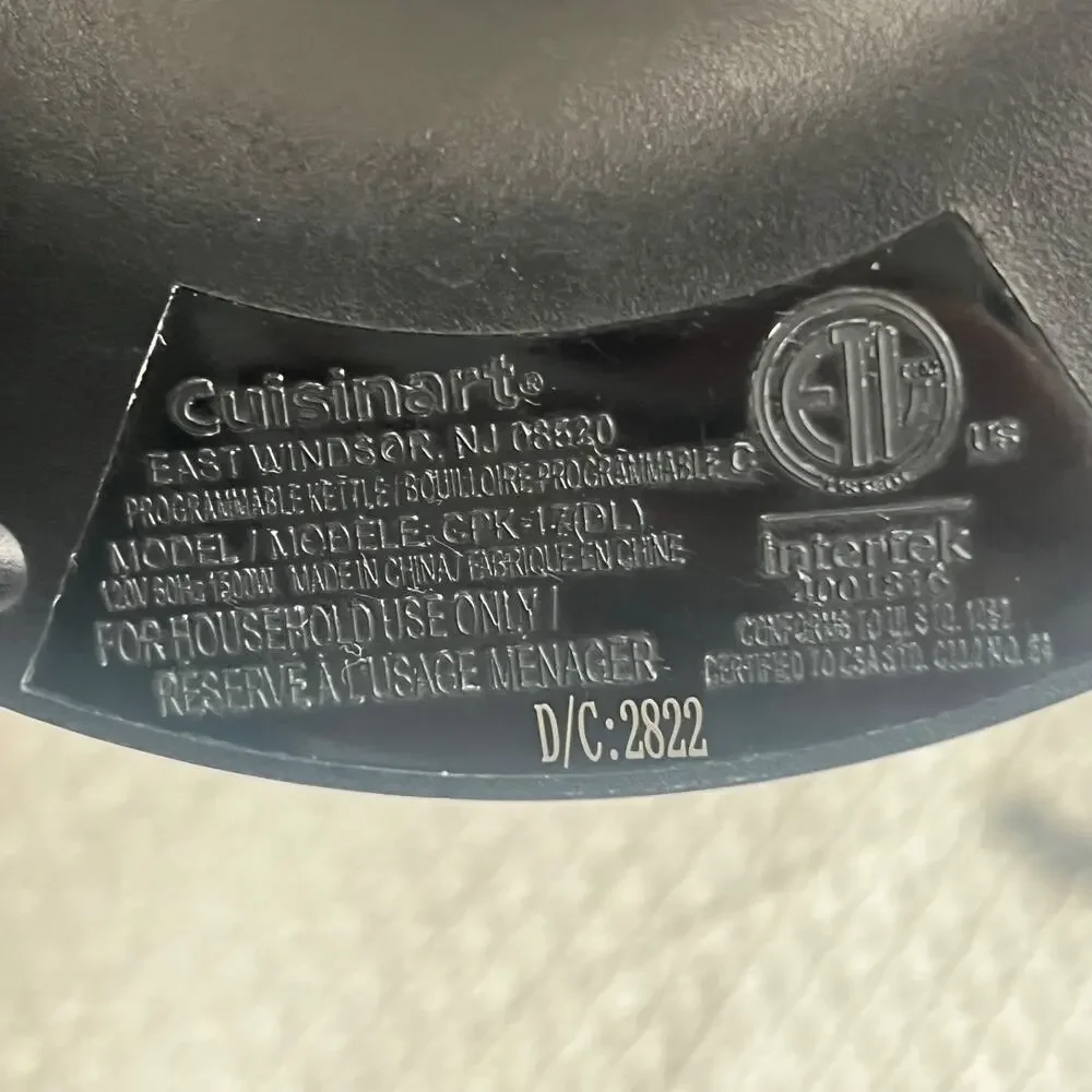 Cuisinart CPK-17 1.7L Programmable Electric Kettle Stainless Steel Tested Works
